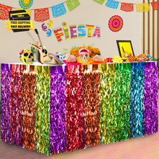Cinco De Mayo Decorations 2 Packs Fiesta Party Wavy Metallic Tinsel Foil Fringe