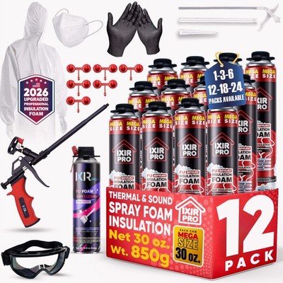 Mega Size Spray Foam Insulation Kit (12x30 oz. / 850 g) 300 Board ft/sq