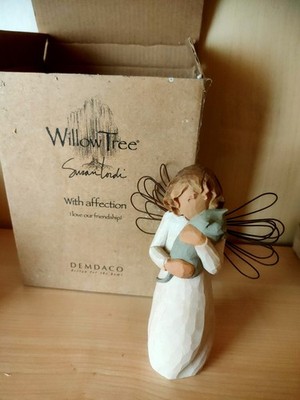 Vintage Willow Tree 'With Affection' Figur. Engel hält eine Katze. Originalkarton