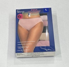 Felina Women's 6-Pack Pima Cotton Hi-Cut with Lace Trim Panties, Multicolor, L