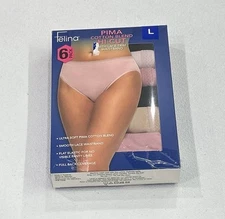 Felina Women's 6-Pack Pima Cotton Hi-Cut with Lace Trim Panties, Multicolor, L