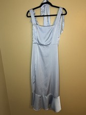 Show Me Your Mumu Claire Midi Dress in Steel Blue Luxe Satin Women’s Small