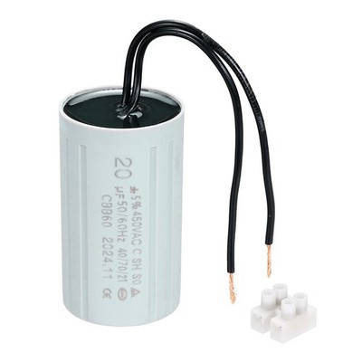 CBB60 20uF Running Capacitors AC 450V 2 Wires 50/60Hz Cylinder 70x40mm,1Set