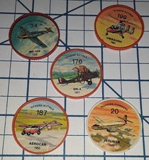1962 Lot of 5 Diff JELLO & HOSTESS Airplane Coins Plastic Chips #18 Food Pogs