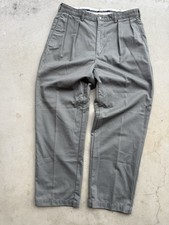 Vintage Polo Ralph Lauren Chino Pleated Pants Olive Grey Men's 34x34 Trousers