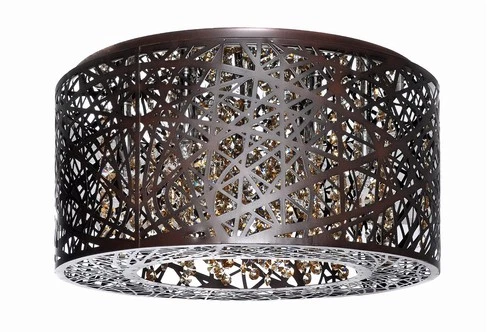 ET2 Inca E21300-10BZ 7-Light Flush Mount Bronze Crystal Drum Ceiling Fixture - Picture 2 of 8