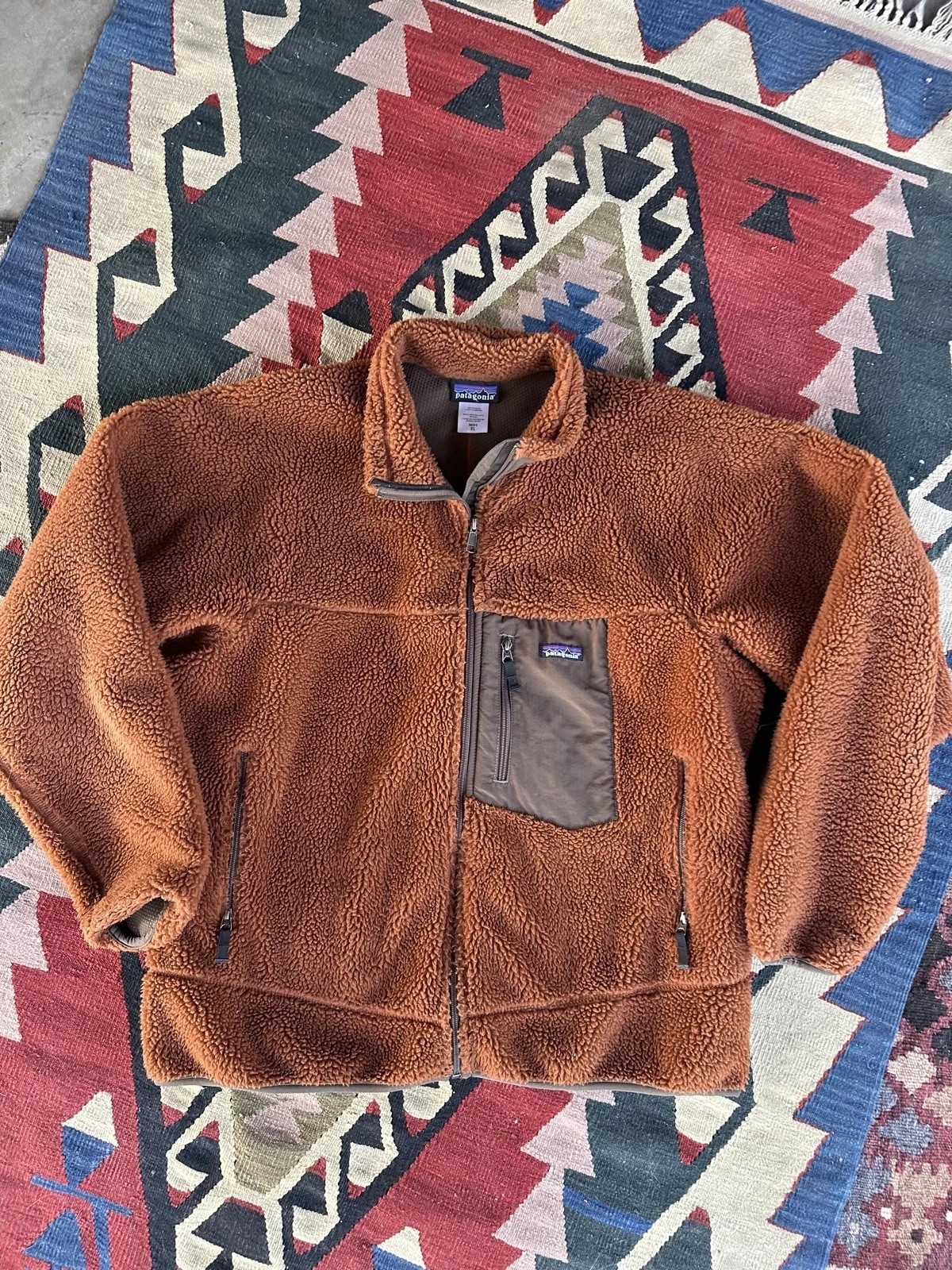 Rare PATAGONIA Deep Pile Fleece Brown Cedar Cardigan Gorpcore Retro-X XL   thumbnail 13