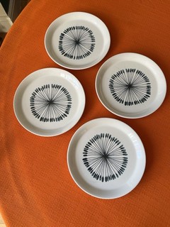 Four Vintage IKEA Side Plates Frikostig 19cm Blue White Porcelain