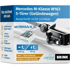 ANHÄNGERKUPPLUNG für Mercedes M-Klasse W163 98-05 starr BRINK +13pol E-Satz ABE