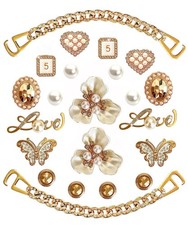 Charms per scarpe Bling da donna, sandali zoccoli con catene dorate da ragazza, strass.