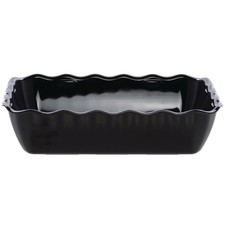 Cambro 10 lb Black Plastic Scalloped Deli Crock - 13 3/10"L x 10 1/2"W x 3 1/4"H
