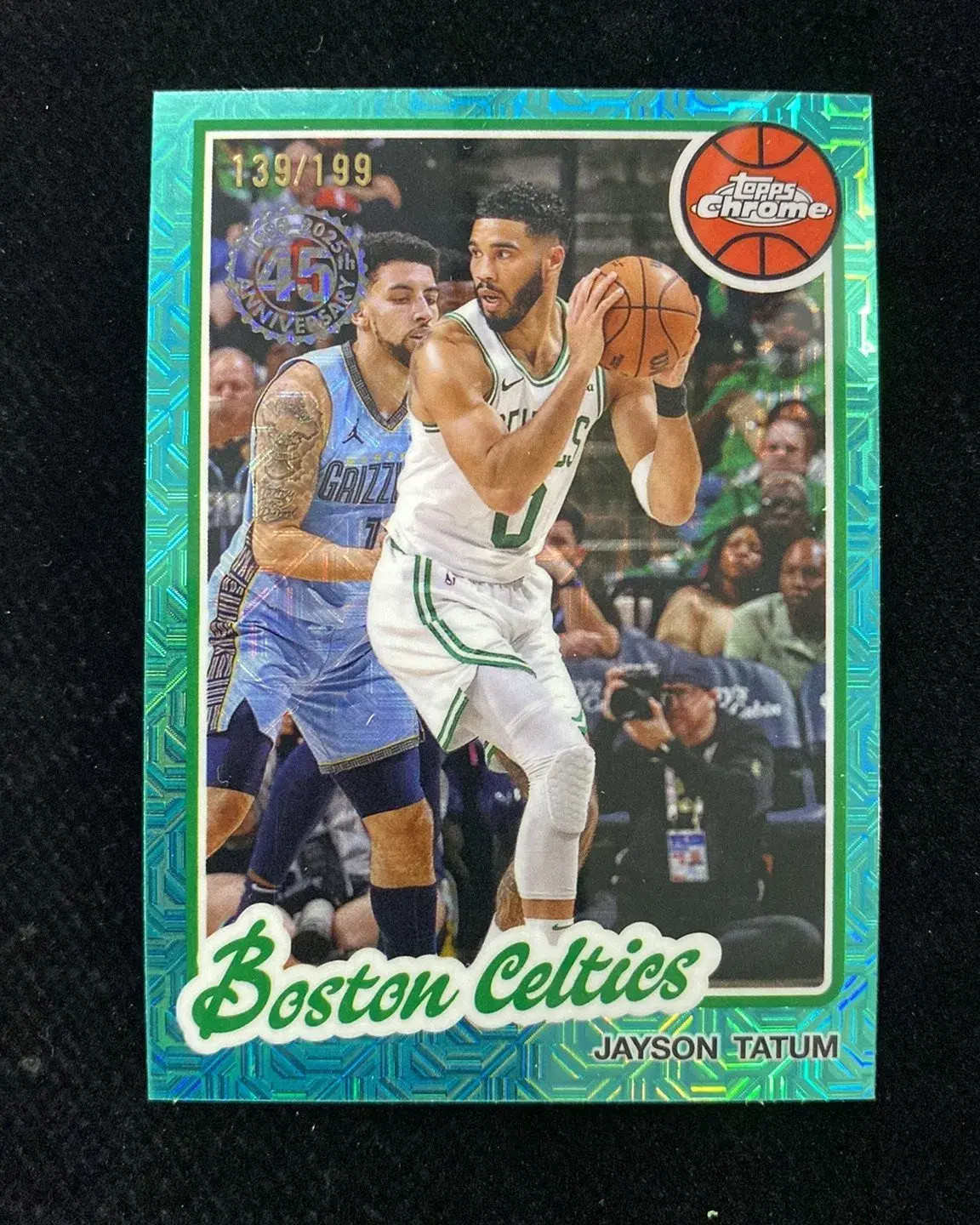 2025-26 Topps Chrome Flagship 45th 1980 Aqua Mojo Jayson Tatum /199 Celtics HD