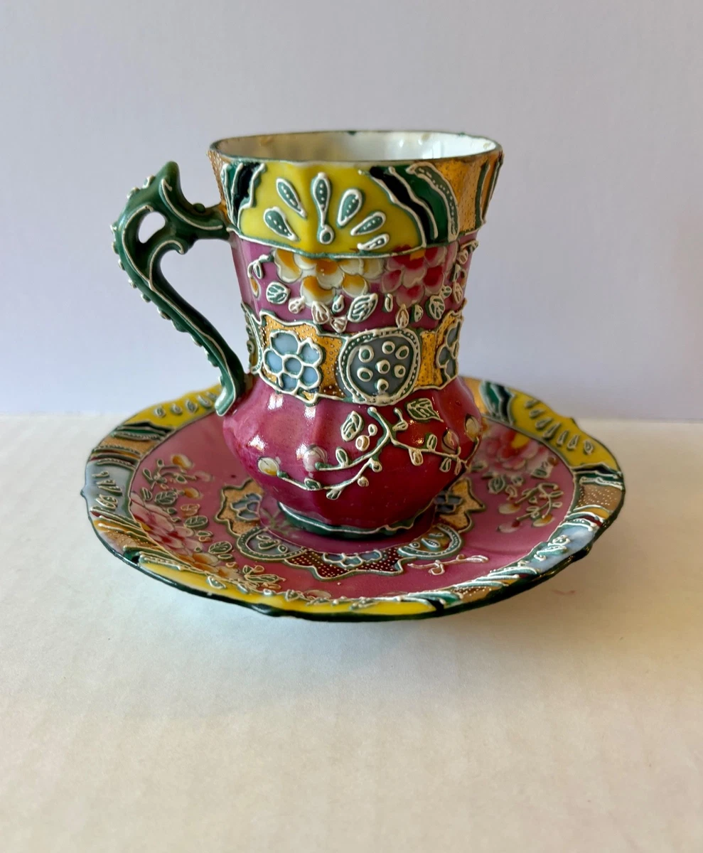 Gibson&sons 英国 1900年初期 漆黒花金紋 カップ＆ソーサー Original Cup & Saucer Collectible Cups & 1900-1919 Time Period