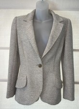 Valentino Boutique Taupe/Ivory Tweed Blazer Pockets Lined Sleeves 4/6 EUC