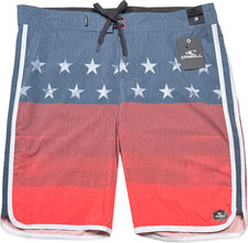 O'Neill Capitol Cruzer Board Shorts - NWT Mens 34 Red / White / Blue - 47458-H5