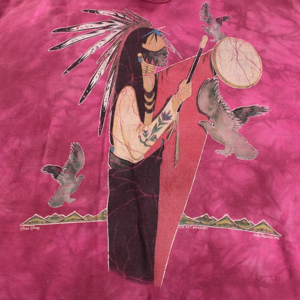 винтажный 90-х сделано в США Old Glory / The Mountain толстовка XL gina серый 1995 индийский - Изображение 2 из 4