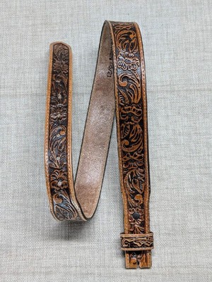 vintage USA made TONY LAMA buckle belt 28 leather TOOLED western