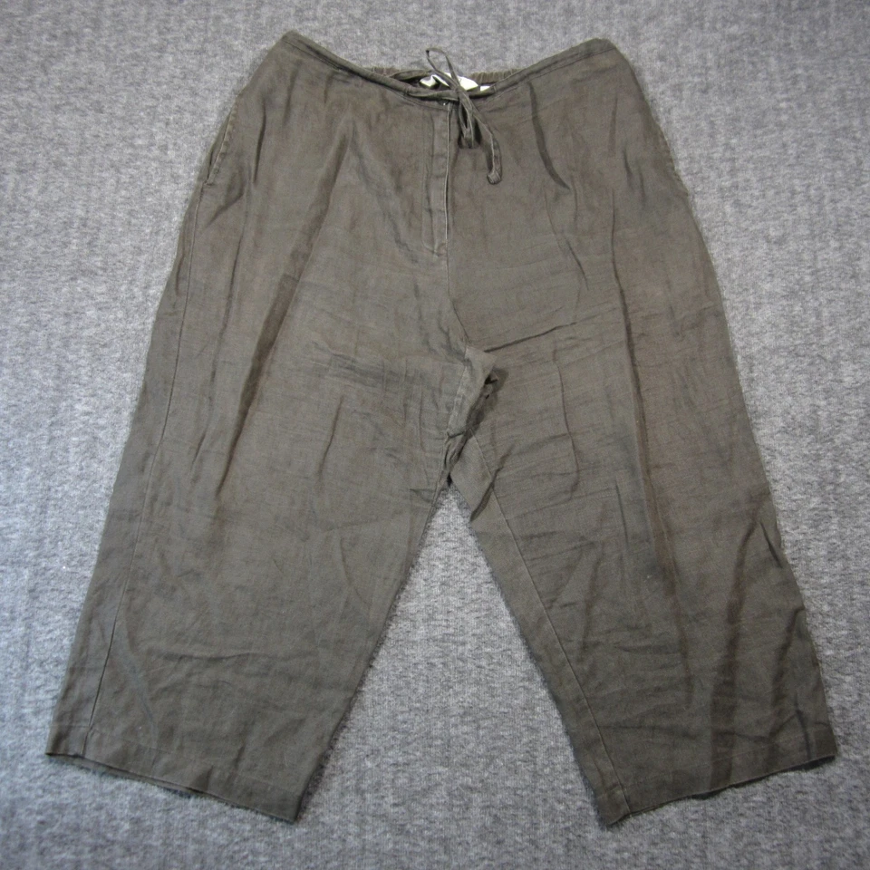 Bermudas de Colección LL Bean Lino 14 Oliva Cordón Cintura Costera Lagenlook Foto 2 de 4