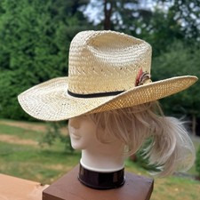 Vintage 80  s BRADFORD TEXAS COWBOY HAT Woven SIZE 6 7/8 Western Rodeo Straw