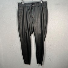 Zara Womens Size Large Skinny Faux Leather Black High-Waisted Pants w/ Ankle Zip
