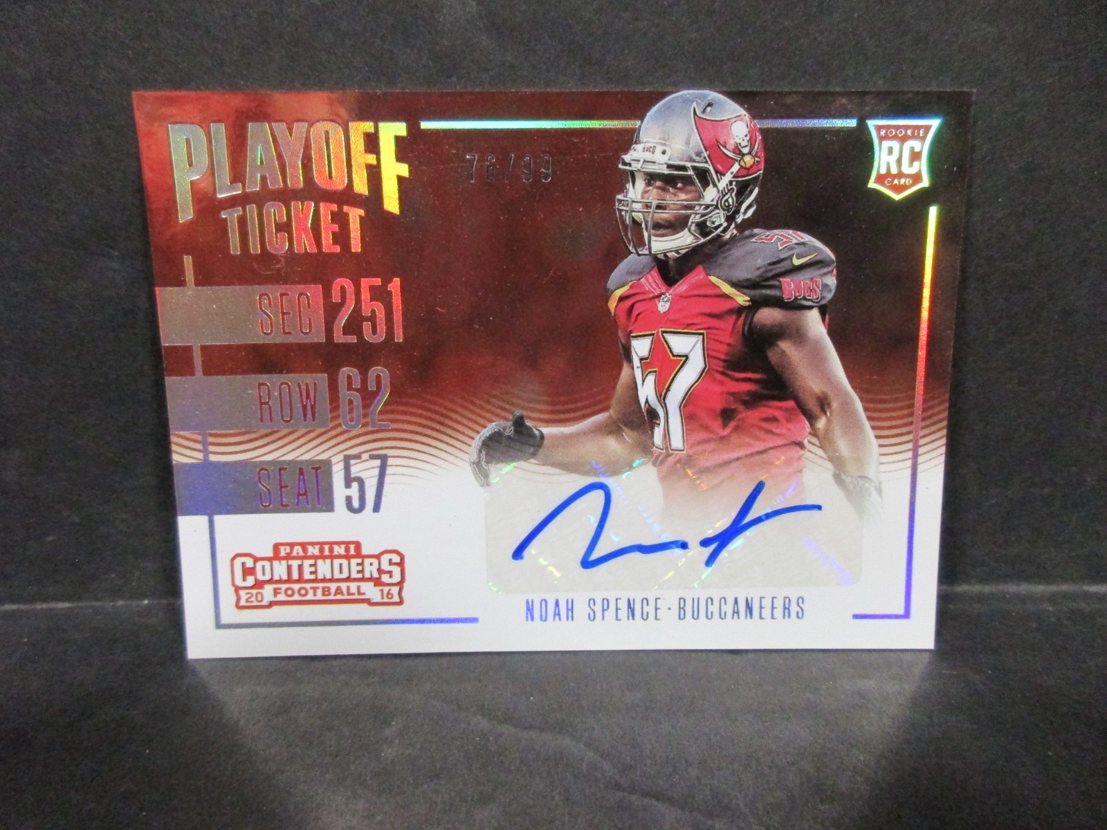 2016 Contenders Noah Spence Playoff Ticket Variation ROOKIE Auto 76/99 #285