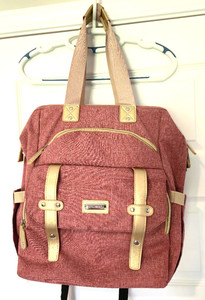 FALANKO Backpack Bookbag Extra Large Travel Work Laptop USB Pockets Rose EUC