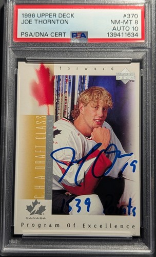 1996 Upper Deck Program of Excellence Joe Thornton PSA 8 DNA  IP Auto 10 Rookie