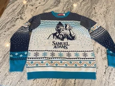 Samual Adam’s Beer Ugly Christmas Sweater Shinesty Blue XL