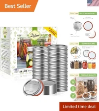 Complete 48-Piece Mason Jar Canning Kit - 24 Lids and Rings for Wide Mouth Jars