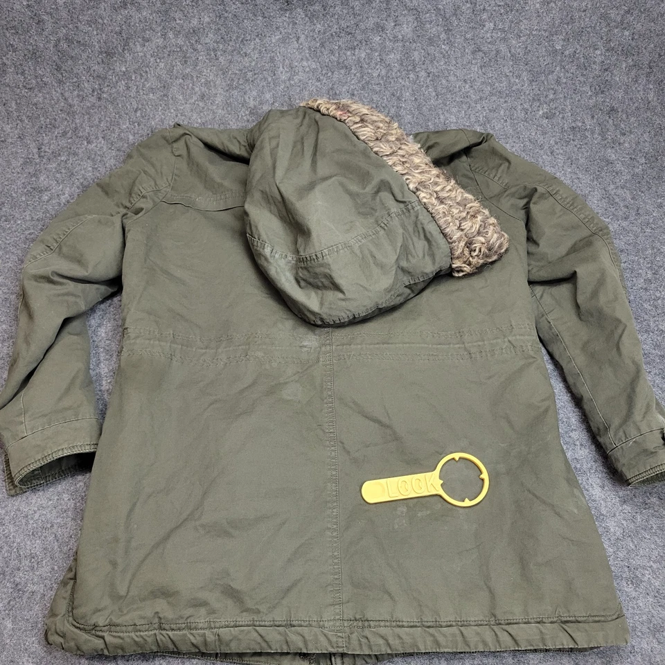 Charlotte Russe Jacket Womens XL Green Faux Fur Hooded Full Zip Chore Barn - Image 3 of 4