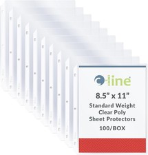 Top Loading Standard Weight Poly Sheet Protectors Clear 8.5 x 11 Inches 100 per