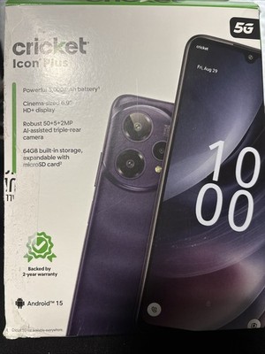 CRICKET ICON PLUS 2026 - 64GB, 5000mAh, 50MP Camera, Prepaid Twilight Purple NEW