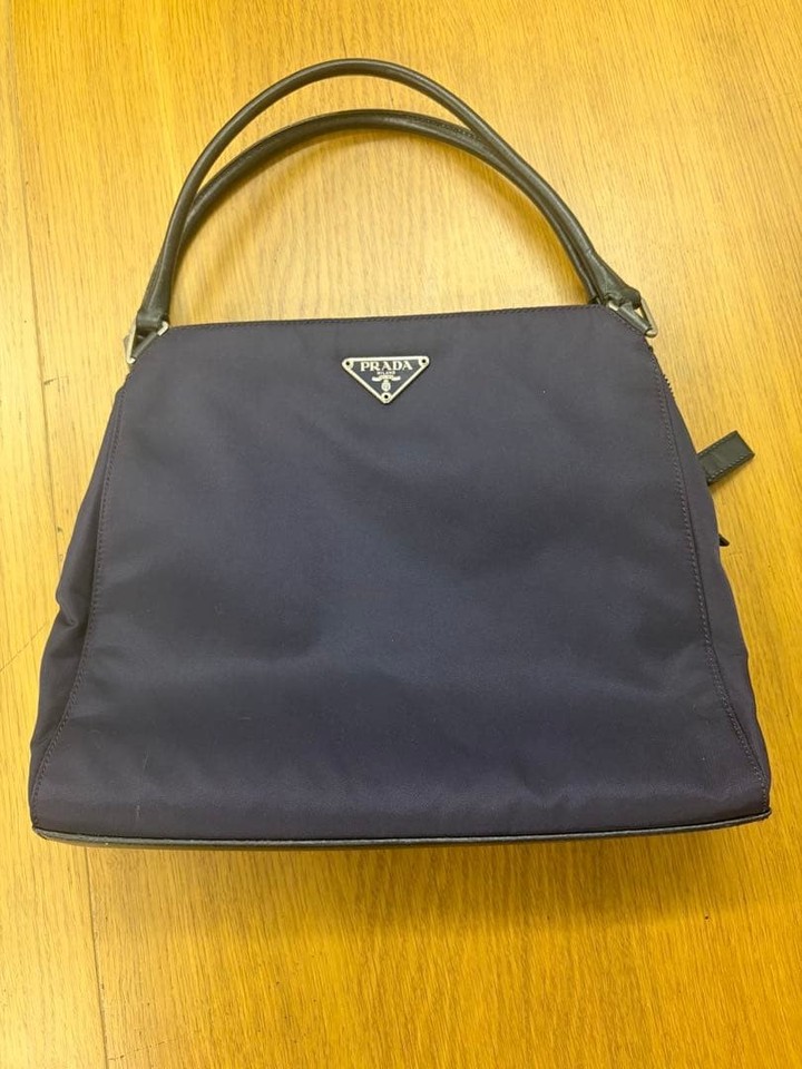 PRADA Nylon Handbag Navy Blue Durable Tote Authentic Women's Bag