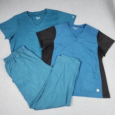 Butter-Soft Originals 3 Piece Scrub Set Women XL Blue Teal Black V Neck Workwear