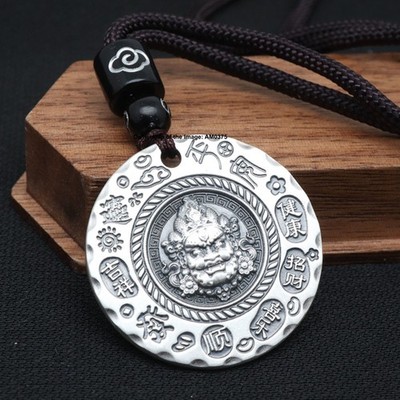 Massiver 999 Feinsilber Glück Anhänger chinesisches gelbes Jambhala Reichtum Amulett