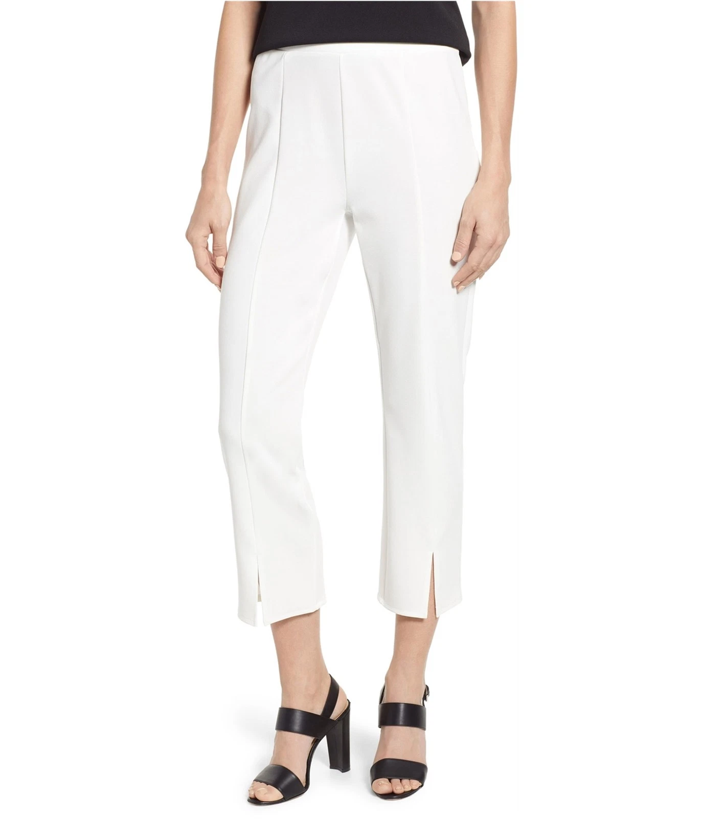 Vince Camuto Womens Slit Front Tapered Cropped Capri Casual Pants, white, 14
