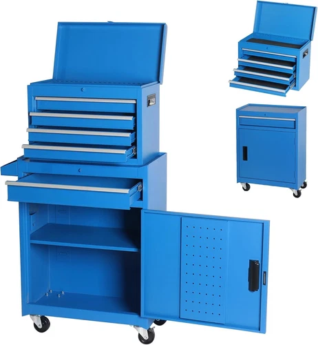 5 Drawers Rolling Tool Box Cart Tool Chest Tool Storage Cabinet w/ Wheels Metal