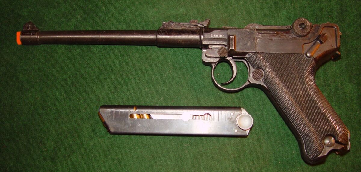 Rare Vintage NAKATA P-08 Artillery Luger Replica in Box with Rare Vintage NAKATA P-08 Artillery Luger Replica in Box with