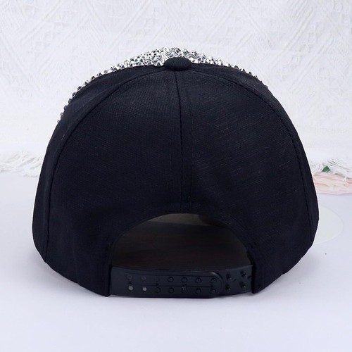 Studded Rhinestone Baseball Cap for Women Sparkle One Size, Silver Black - Picture 5 of 7