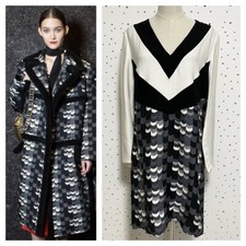 Authentic Prada Switch Art Design Long Sleeve Dress 42 MultiColor