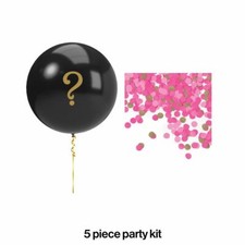 Pink Gender Reveal Balloon Kit Girl Black  Confetti