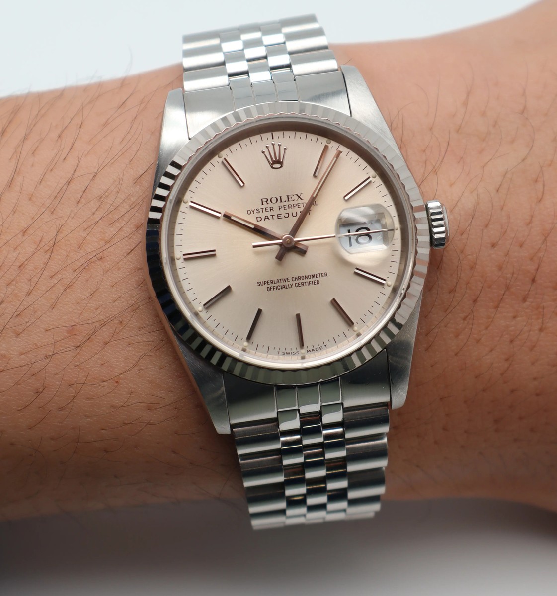 ROLEX キーホルダー シルバー Rolex Datejust 36mm 18K White Gold Steel Silver Dia Automatic Mens