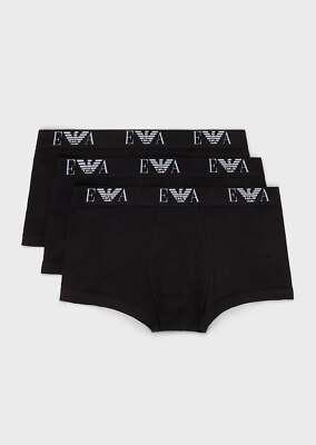 Emporio Armani 3er Pack Trunk - Stretch Cotton with Core Logo - Black