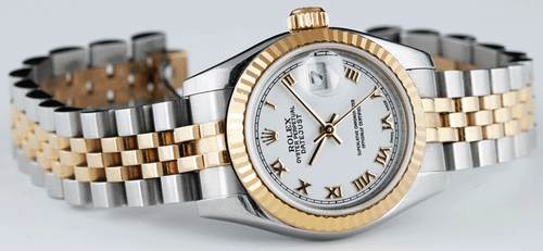 ROLEX Ladies White Roman 18kt Gold & SS DateJust 179173 SANT BLANC - Picture 6 of 8