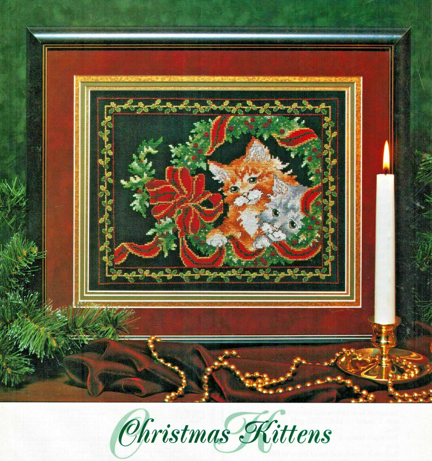 Cross Stitch Framed Christmas Kittens Puppy Scarecrow Harvest He