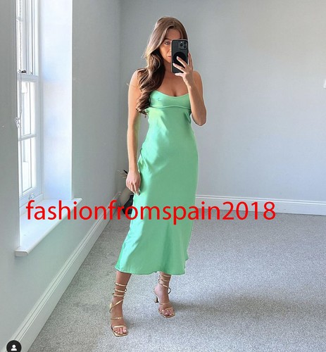 ZARA NEW WOMAN MIDI STRAPPY SATIN DRESS 