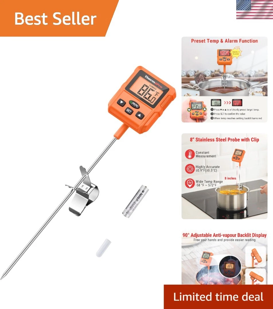 Accurate Digital Cooking Thermometer - Candy, Meat & Oil with Backlit LCD
Opens in a new window or t