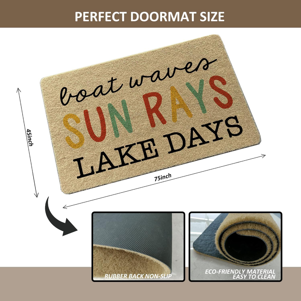 Summer Boat Waves Sun Rays Lake Days Lake House Door Mat Doormat,17"X30
