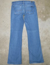 7 for all Mankind Bootcut Jeans Women Sz 27 Blue Distressed Stretch USA made L30
