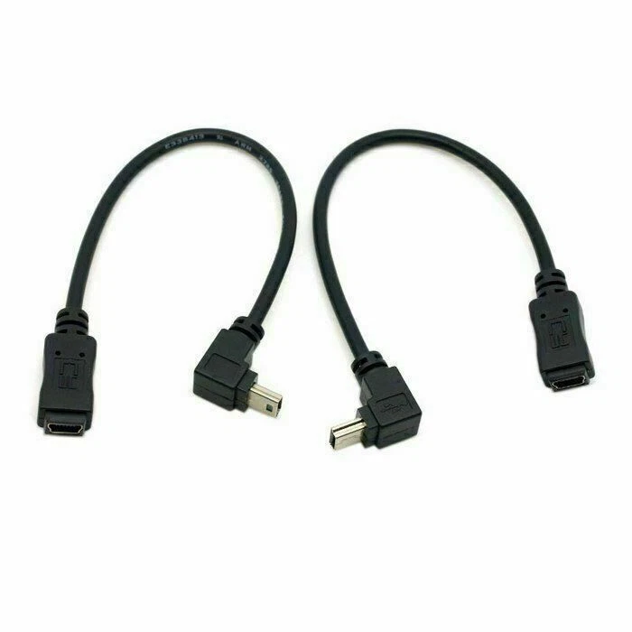 2pcs 90Degree Up & Down Direction Angled Mini USB 5 Pin Male to Female Cable CY - Image 3 of 4